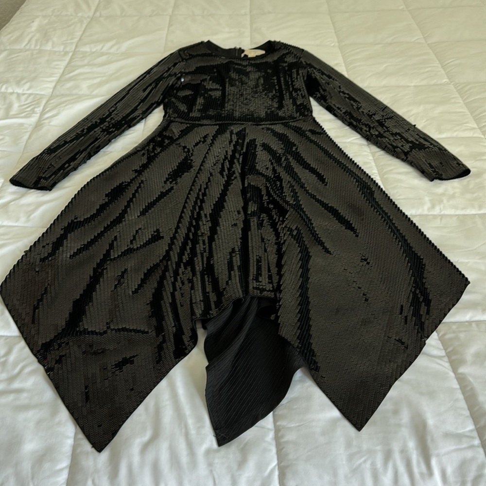 Sequin Asymmetric Black Dress Size XS - Picture 4 of 8